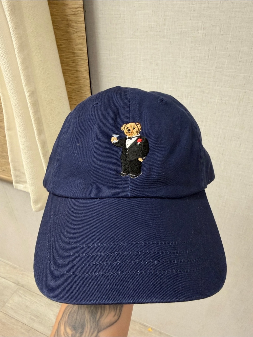 Custom Ralph Lauren Polo Bear Chino Baseball Cap Newport Navy NWT